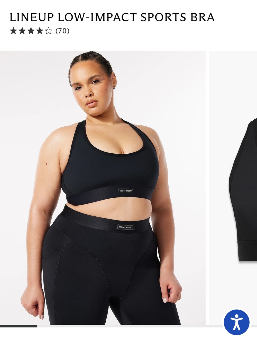 Savage X Fenty Lineup Low-Impact Sports Bra Black SZ 1X NWT Athleisure Workout